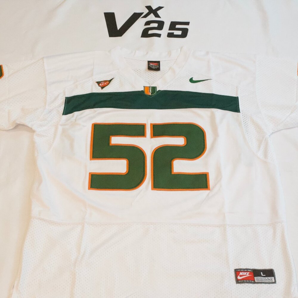 NEW Men's Nike Miami Hurricanes Ray Lewis White Throwback Jersey Size Large